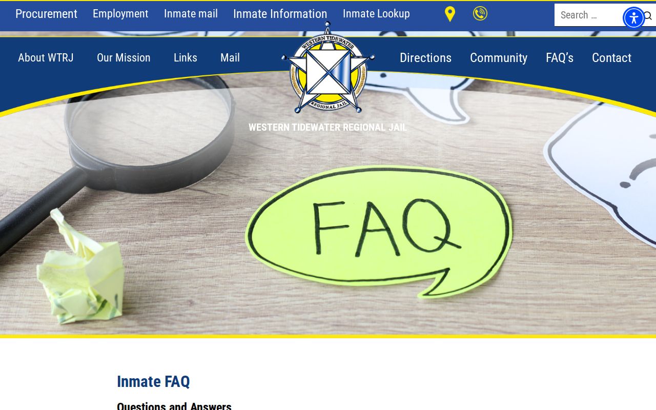 Isle of Wight County arrest custody information in the WTRJ inmate FAQ