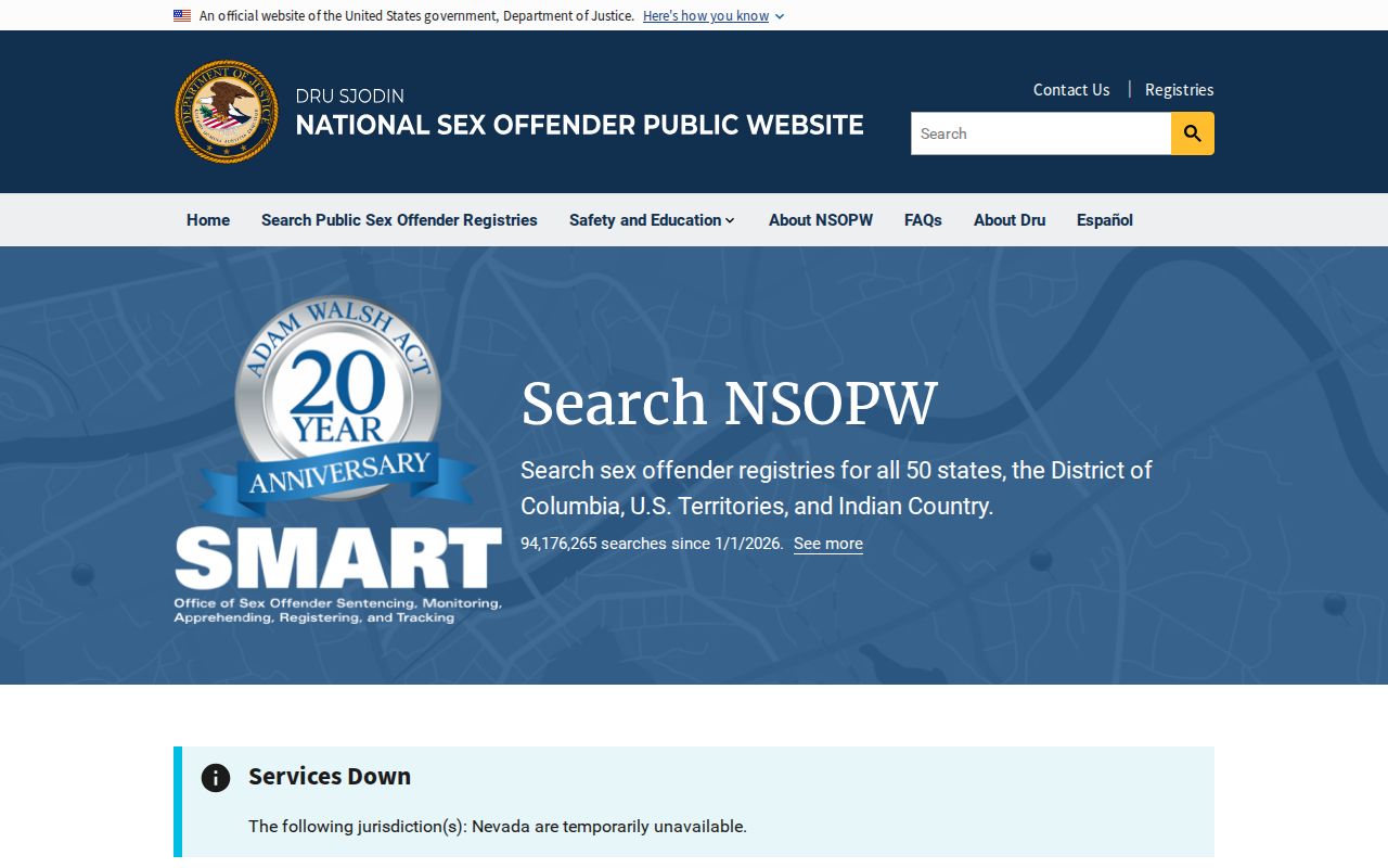 National Sex Offender Public Website official search interface